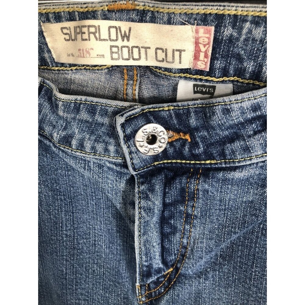 Levi's 518 Super Low JR Size 19 Denim Blue Jeans Cotton Blend Boot Cut - Picture 3 of 15